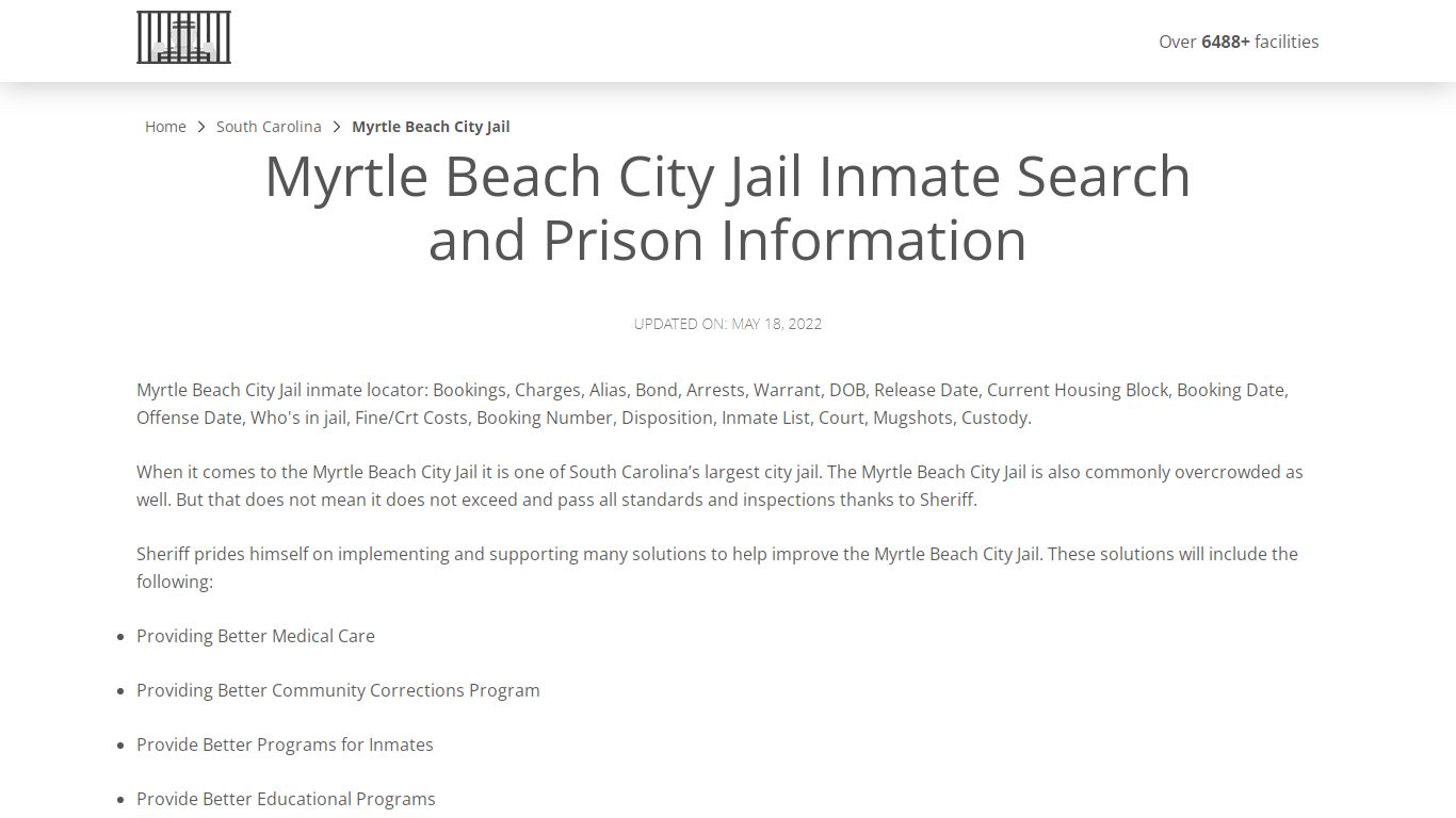 Myrtle Beach City Jail Inmate Search, Visitation, Phone no ...