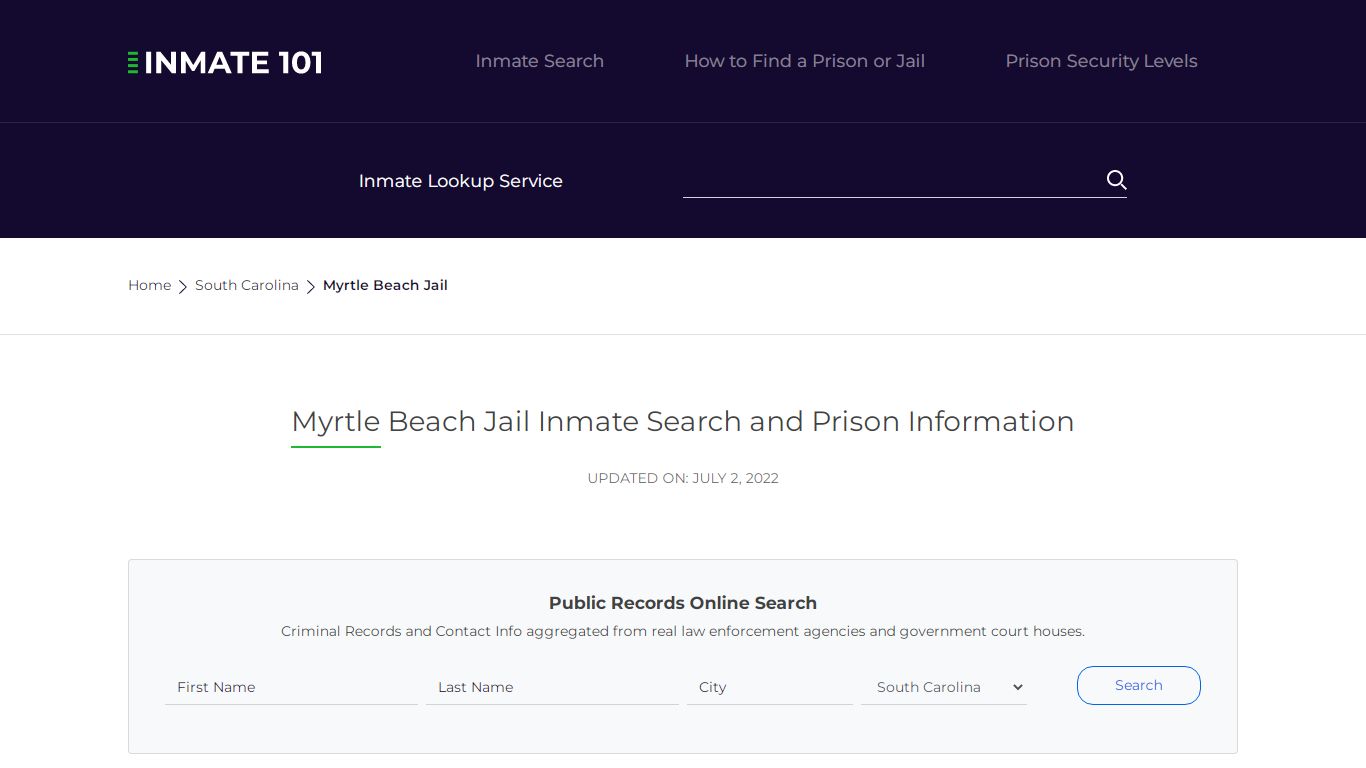Myrtle Beach Jail Inmate Search, Visitation, Phone no ...